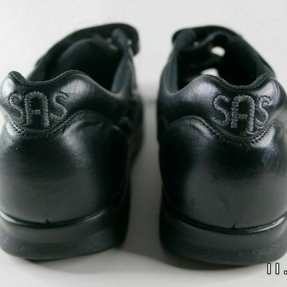 SAS Hook and Loop double strap black leather sneaker Men's Size 10 N - Picture 8 of 10